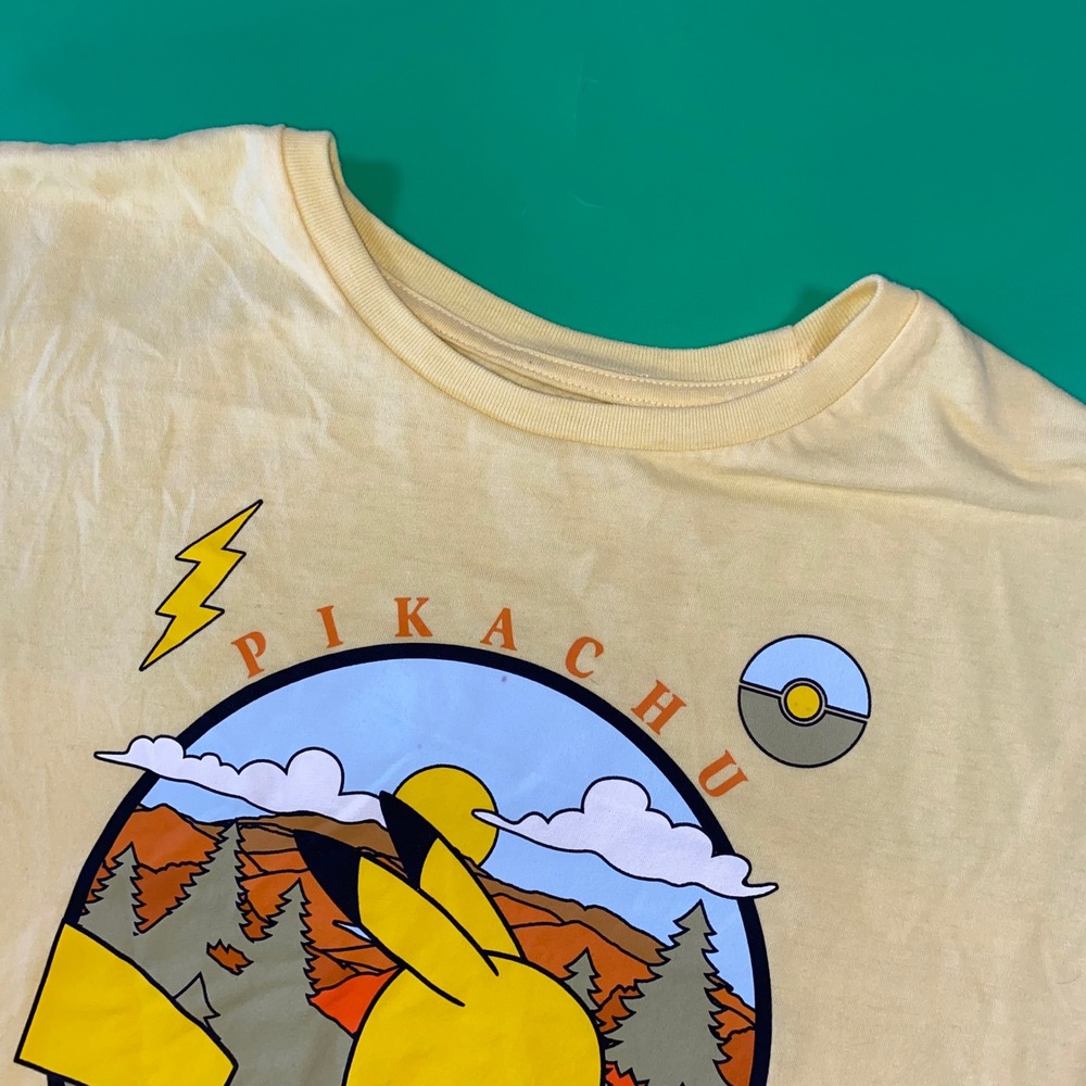 Pokémon Pikachu T-Shirt‎ Kids Large Graphic Tee Yellow Nintendo Anime